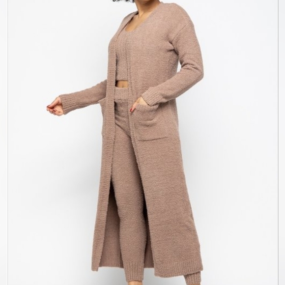 OhKayCloset Sweaters - 3PC Soft Sweater feel Teddy Bear set Long sleeve cardigan cropped tank leggings